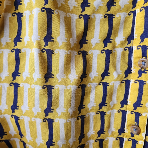 Anthropologie Maeve Dachsund Dog Print Buttondown Blouse Size 0  Weiner Dog - Picture 6 of 8